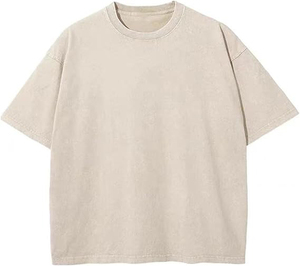 High Street Style Hombres Lavado con ácido Camisetas de hombro caído de gran tamaño 100% Algodón Peso pesado Ajuste suelto 300 GSM - Product Image 2