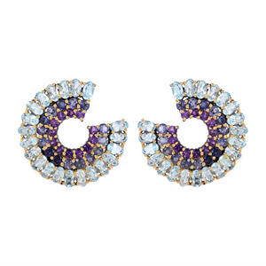 ขายส่งพลอยธรรมชาติสีฟ้าบุษราคัม iolite ต่างหู S925เงินสเตอร์ลิงหมั้นแต่งงานเครื่องประดับแฟชั่นสำหรับผู้หญิง - Product Image 1