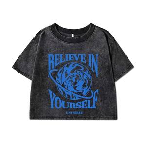 <b>Y2k</b> Streetwear Summer Women's Clothing Custom <b>Vintage</b> Acid Washed Cropped T Shirts for Plain Women Oversized Boxy Crop T Shirt - Product Image 3