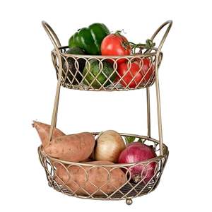 Cesta de fruta de hierro pesado respetuosa con el medio ambiente para uso comercial, ideal para restaurantes y cafeterías para exhibir frutas frescas - Product Image 2