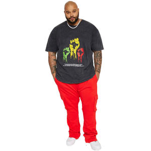 กางเกงสเวตเตอร์คาร์โก้แบบเรียงซ้อนสีแดงของผู้ชายสไตล์ลำลองเอวยางยืดแบบปรับแต่งได้ตามต้องการมากที่สุด - Product Image 1