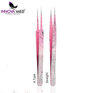 Pince à cils de haute qualité en acier inoxydable premium, pinces à cils faites à la main, antidérapantes, à pointes courbes et droites, outil professionnel - Product Image 6