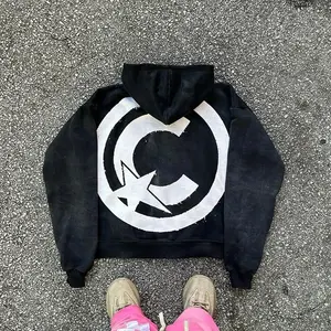 Sweats à capuche personnalisés en coton délavés au soleil Fabricant de sweats à capuche thermiques avec fermeture à glissière brodés et appliqués à imprimé court pour hommes - Product Image 4