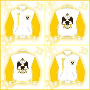 33' DEGREE VARSITY JACKET YELLOW SLEEVES-PURE LEATHER-HSE - Product Image 1