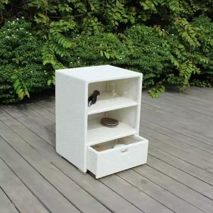 Armoire en rotin poly blanc AllWeather Durable Garden Bathroom Kitchen Outdoor - Product Image 1