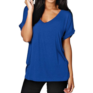Camisetas 100% de algodón de gran tamaño, ropa de calle ajustada de alta calidad, vintage, cuello de pico, manga corta, para correr, promocional - Product Image 5