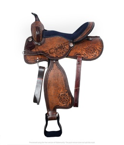 Étriers de selle western en aluminium avec équipement équestre en cuir, accessoires pour chevaux, produit équestre - Product Image 1