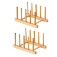 Égouttoir à vaisselle en bambou pour comptoir de cuisine, support de rangement pour assiettes, bols, tasses, couvercles de casseroles avec égouttoir