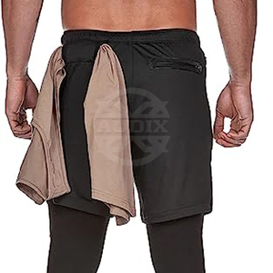 Shorts de sport 2-en-1 pour l'entraînement en salle, le fitness, le jogging et la course, avec extensibilité et poches, style legging et short de football - Product Image 4