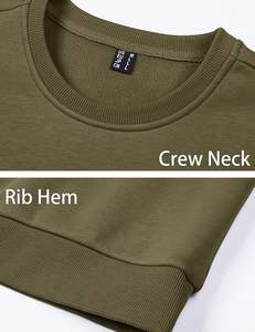 Sudadera informal de cuello redondo de manga larga de poliéster/algodón sólido para hombre, jersey de lana cálido para invierno, Sudaderas con cuello levantado, teñido liso - Product Image 5