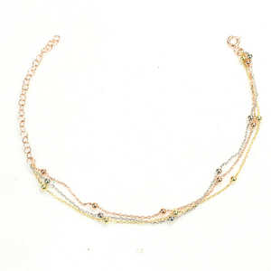 Pulsera de Plata de Ley 925 Chapada en Oro de 3 Colores con Perla de Agua Dulce y Cuentas con Forma de Corazón de Circonio, Material Principal: Oro - Product Image 4