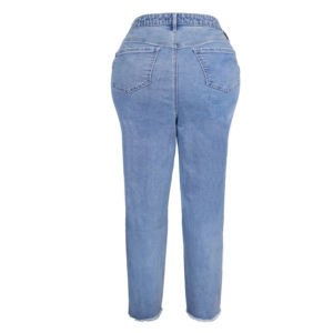Jeans en denim classique à jambe droite personnalisables pour dames Cargo déchiré disponible en lavage clair foncé et coloré pour les filles - Product Image 2