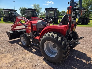 Massey Ferguson 1825E Tractor joystick midmount couplers grill guard 60 bucket with QT rear R4 industrial <b>tires</b> Cat 1 3pt 540 r - Product Image 5