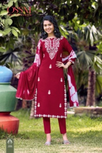 Nueva Tendencia Maruti Fashion, Vestido de Rayón con Estampado Digital y Bordado, Elegante, para Mujer, Estilo Indio-Pakistaní, para Bodas y Fiestas, Prendas Confeccionadas para la Temporada - Product Image 3
