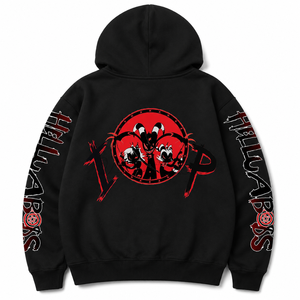 Sudadera con Capucha Negra para Hombre, Estampado de Dibujos Animados, Bolsillo Frontal, Logotipo en la Manga, Corte Regular, Ropa Casual de Otoño - Product Image 2