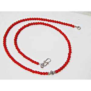 Genuine Natural Italian Coral <b>Necklace</b> <b>Handmade</b> Sterling <b>Silver</b> Fashion Beaded Jewelry 4x4 mm Gemstone Beads NL0107-GS - Product Image 2