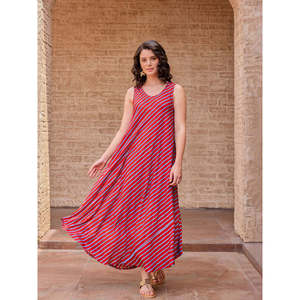 Robe longue sans manches Vedika - Robe de soirée élégante sans bretelles avec motifs floraux rayés et unis - Product Image 4