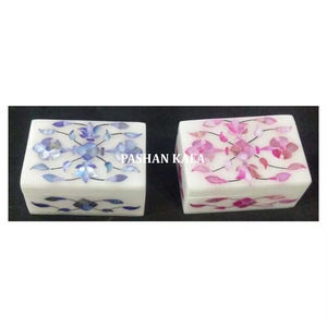 Cajas de joyería con incrustaciones de madreperla de mármol blanco de Material exclusivo y de alta calidad para caja de propósito de regalo de súper acabado - Product Image 1