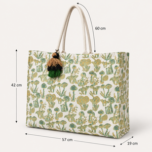 12oz Natural <b>Canvas</b> Large Womens Beach Tote Bag 57x42x19cm Gold Mushroom Print Custom Logo OEM ODM Wholesale Fashion Shopper Bag - Product Image 3