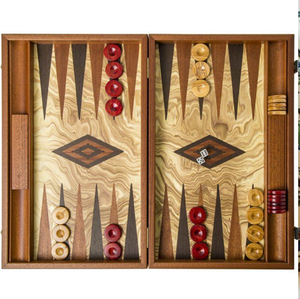 Backgammon en bois de séquoia et de loupe, superbe grain naturel, jeu artisanal de haute qualité, un cadeau de luxe unique, disponible en gros - Product Image 1