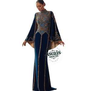 ชุดเดรสมุสลิมสำหรับผู้หญิงชุดเดรสดูไบคาฟตันขนาดใหญ่พิเศษผ้าชิมเมอร์ประดับลูกปัดชุดแต่งงานทำด้วยมือทำจากโพลีเอสเตอร์ - Product Image 1