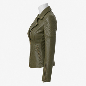 Chaqueta de Cuero para Mujer, Material Suave, Construcción Duradera, Ajuste Cómodo, Chaqueta de Motera de Cuero Genuino Personalizada de Primera Calidad - Product Image 6