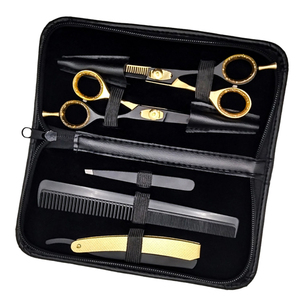 Kit con tijeras de peluquería rectas y finas, peine, maquinilla de afeitar recta y pinzas Juego de tijeras profesionales de peluquería - Product Image 2