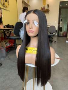 Extensions de cheveux humains Remy à trame unique, couleur naturelle droite 1b, nœuds naturels décolorés, dentelle HD, Vietnam - Product Image 3