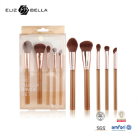 Set Kuas Makeup Nilon Lembut Gagang Plastik Rose Gold untuk Foundation, Bedak, Eyeshadow, Concealer, Perlengkapan Kuas Kosmetik