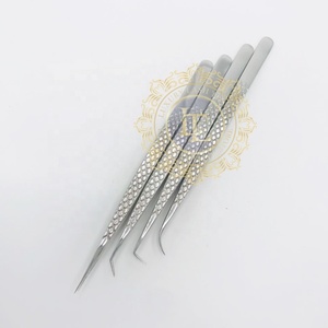 Pince à cils professionnelle de qualité supérieure faite à la main diamant poignée argent finition en acier inoxydable pointu personnalisable privé - Product Image 5