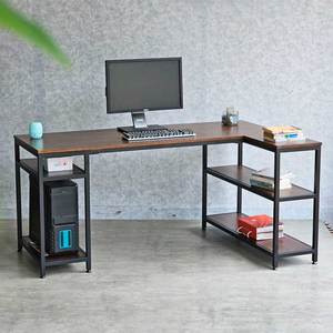 160x100cm L-Shaped <b>Corner</b> <b>Desk</b> with Bookshelf Rubber Wood and Iron Frame Assembly Required-CD68027 - Product Image 2