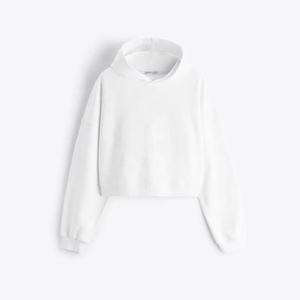 High Quality boxy crop 500 gsm <b>Hoodie</b> manufacturers french terry 400gsm Heavyweight <b>blue</b> blank crop hoodies - Product Image 5