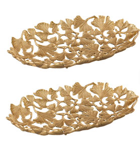 Pays rond plats et assiettes en aluminium métal forme ronde plaqué or bol feuille Design fantaisie moderne maison bol décoratif - Product Image 3