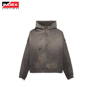 Sudadera con capucha de lavado ácido Vintage de tela pesada de algodón 100% de alta calidad de fabricante para hombre - Product Image 5