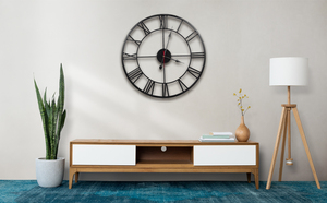 Custom Designed Classic Iron Metal Wall <b>Clock</b> With Roman Numerals Original Indian Manufacture for Home Decoration <b>LED</b> Display - Product Image 3
