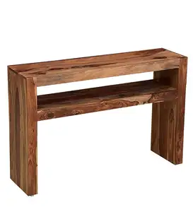 Wood Solid Sheesham Wood Console Table for Living Room Wooden Side Entrance Table for Home Shelf Storage