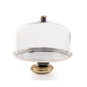 Présentoir à gâteaux luxueux en aluminium à 2 niveaux avec une base polie conçue pour les boulangeries de restaurants haut de gamme et les services de restauration - Product Image 4