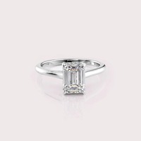 Bague de fiançailles en diamant de laboratoire taille émeraude certifiée IGI, or jaune/blanc/rose 18 carats, solitaire pour femme