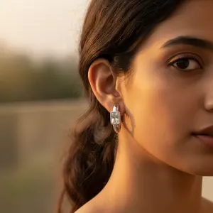 Pendientes de Aro de Circonita Cúbica Plateada para Uso Diario, Joyería de Cristal para Mujer - Product Image 2