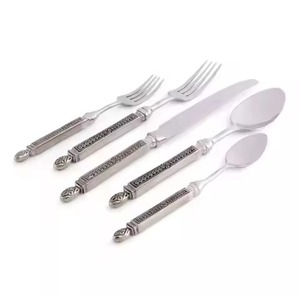 Elegante juego de cubiertos de metal pulido Durable Cuchara de acero inoxidable Tenedor Cuchillo Juego de cena para cocina y Mesa - Product Image 4