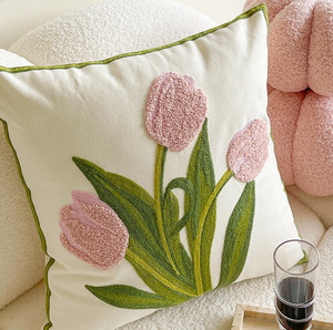 Personalized Retro Tulip Flower <b>Throw</b> Pillow/Cute Flower Pillow case - Product Image 1