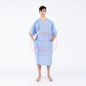 Bata de seguridad para pacientes de Hospital, de alta calidad, no tejida, holgada, de manga corta, Unisex, personalizada - Product Image 5