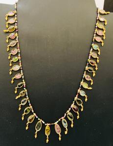 Collar de plata de múltiples piedras preciosas bohemio hecho a mano, regalo de mujer para fiestas o ceremonias hindúes para niños - Product Image 2