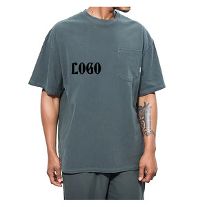 เสื้อยืดผู้ชายทรงหลวมโอเวอร์ไซส์สีทึบพิมพ์ลายสกรีนสีพื้นผ้าฝ้ายสำหรับฤดูร้อน - Product Image 1