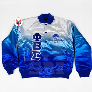Veste de baseball en satin personnalisée Phi Beta Sigma pour hommes, polyester, veste de baseball bomber en satin personnalisée, veste universitaire, lettreman - Product Image 1