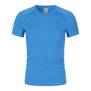 เสื้อยืดผู้ชายสีพื้นพื้นสีล้วนสำหรับใส่ไปยิมฟิตเนสเสื้อยืดสำหรับผู้ชายพิมพ์โลโก้ได้ตามต้องการ - Product Image 3