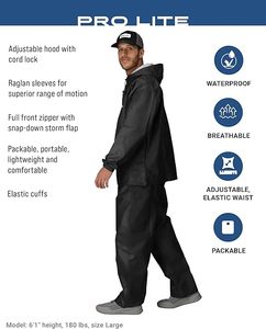 Chaqueta Cortavientos Unisex Pro Lite con Capucha, Informal, Sólida, Impermeable, Transpirable, Ligera y Confiable, Protección para Clima Húmedo - Product Image 2