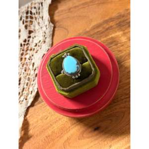 Bague solitaire Scott Skeets Golden Hills en turquoise et argent sterling, sertie de pierres, plaquée or rose, taille 8, taille unique - Product Image 4