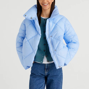 Chaqueta de Invierno Acolchada para Mujer, Personalizada al por Mayor, de Alta Calidad, Transpirable, de Algodón y Poliéster, con Capucha y Cremallera, Talla Grande, Color Rosa - Product Image 3