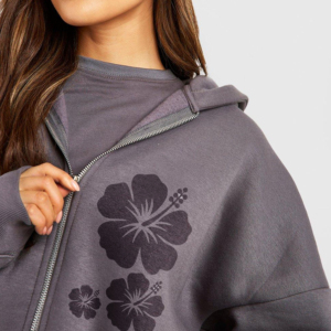 High Street Trendy Style Boxy Fit Hoodies Mujeres Personalizar Parche Trabajo 100% Algodón Fleece Color sólido Manga larga Mujeres Hoodies - Product Image 2